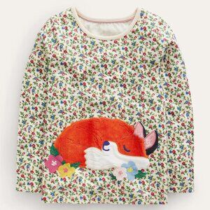 NWOT Mini Boden Puff Sleeve Appliqué T-shirt